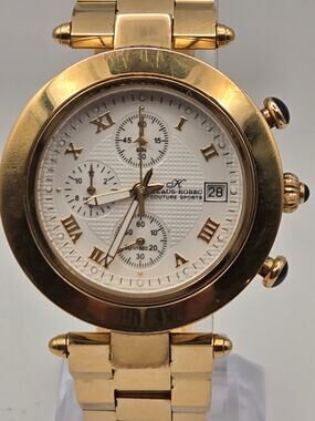 Klaus Kobec Chronograph Watch Gold Tone Stainless Steel